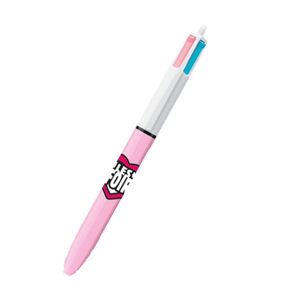 STYLO 4 COULEURS ROSE